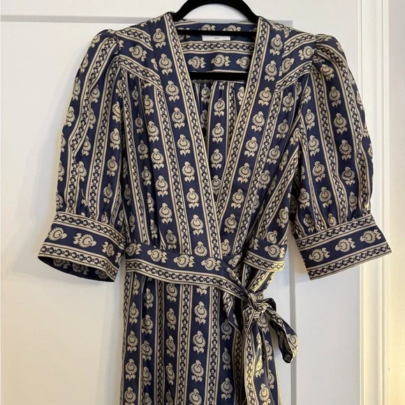 Sandro Enrika printed silk wrap dress size EU38 US6 - Picture 5 of 9